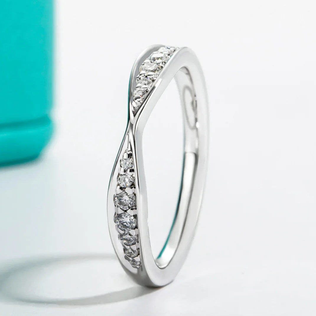 Bow Tie Moissanite Diamond Band Ring-Rees Jewels-White Gold-5-ReesJewels