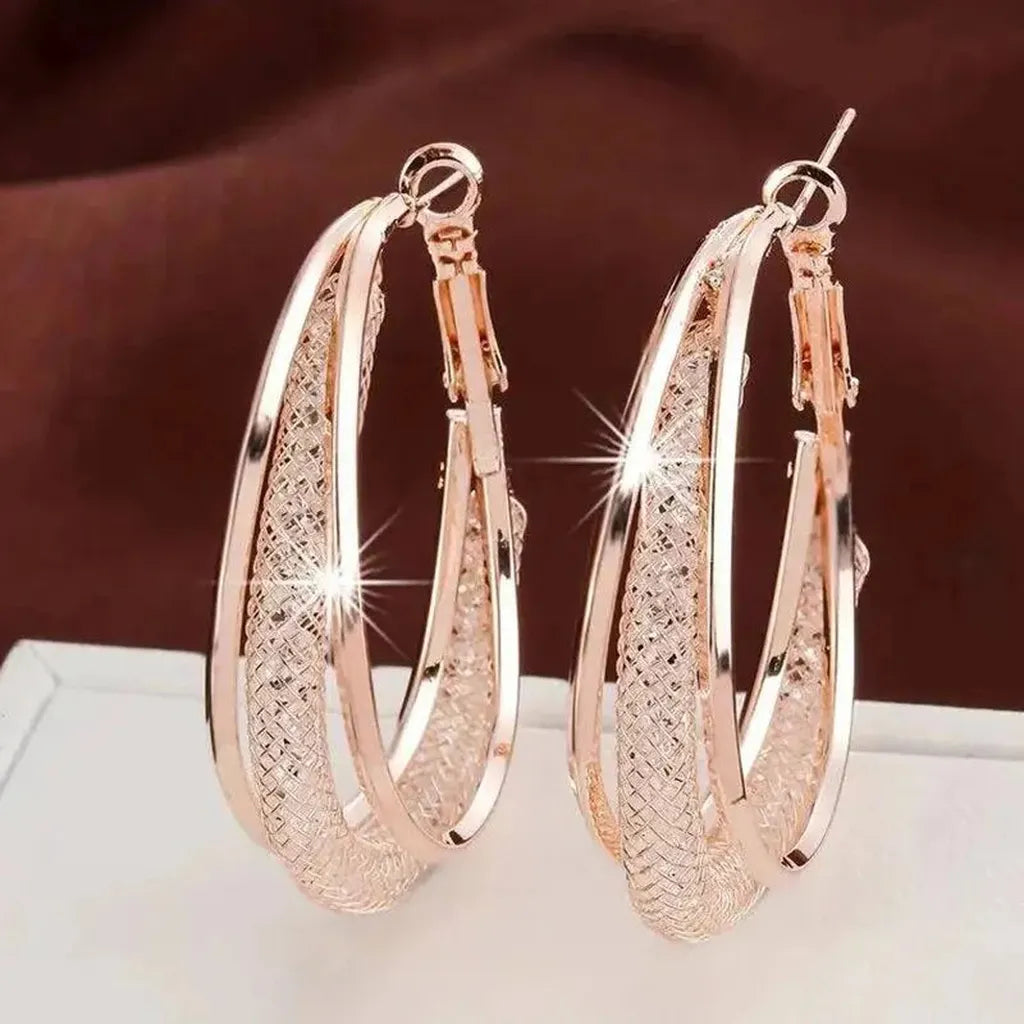 Chic Crystal Stone Twisted Hoop Earrings-ReesJewels-ReesJewels