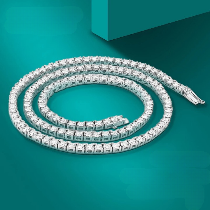 Chic Moissanite Diamond Tennis Necklace-Rees Jewels-ReesJewels