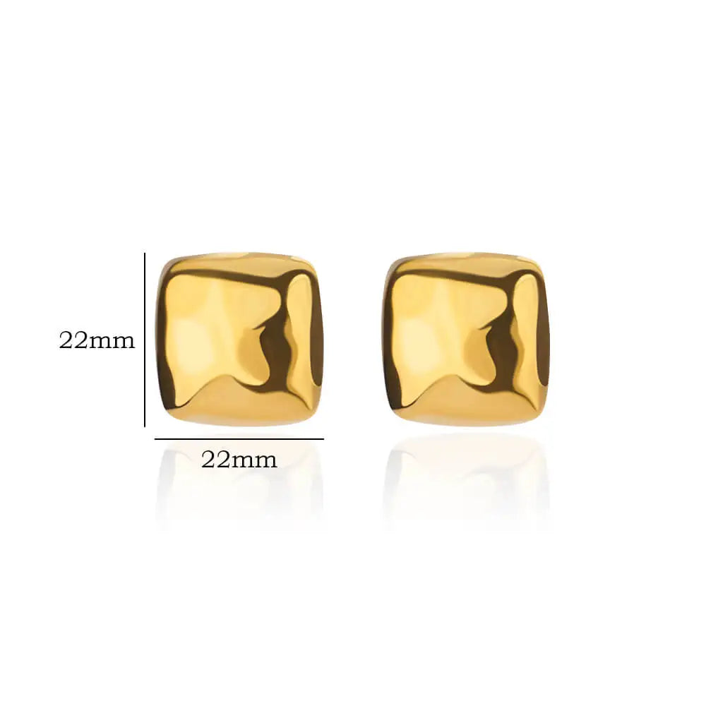 Chic Square Golden Stud Earrings-Rees Jewels-ReesJewels