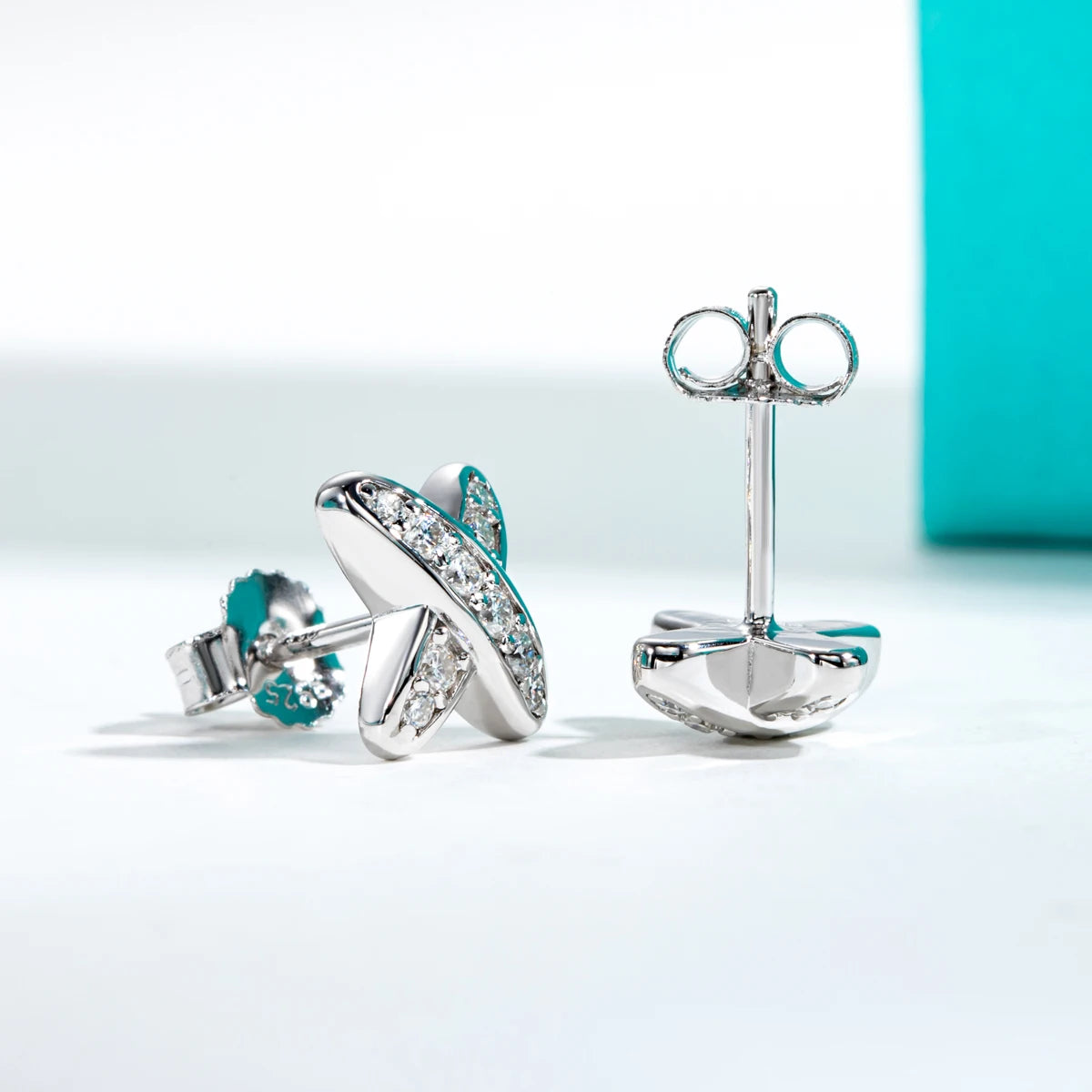 Classic Cross Moissanite Diamond Stud Earrings-Rees Jewels-ReesJewels