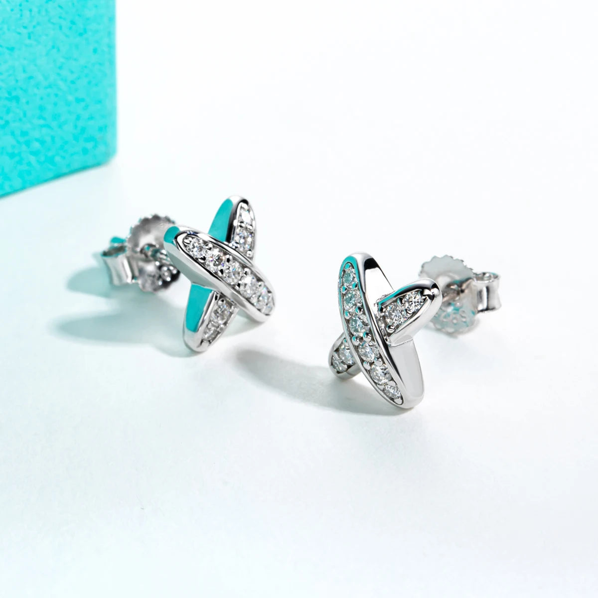 Classic Cross Moissanite Diamond Stud Earrings-Rees Jewels-ReesJewels
