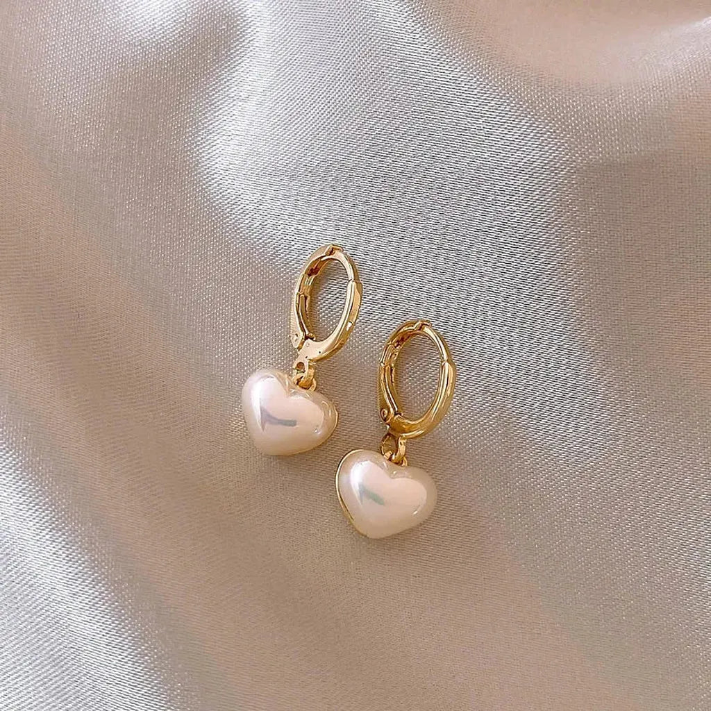 Classic Imitation Pearl Heart Earring-My Store-ReesJewels