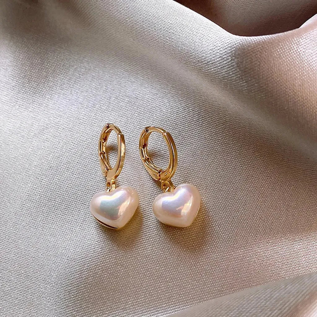 Classic Imitation Pearl Heart Earring-My Store-ReesJewels