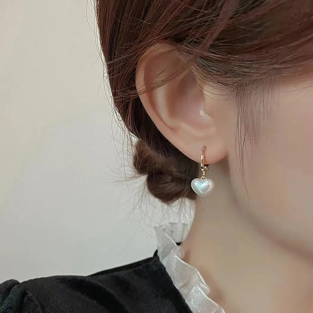 Classic Imitation Pearl Heart Earring-My Store-ReesJewels