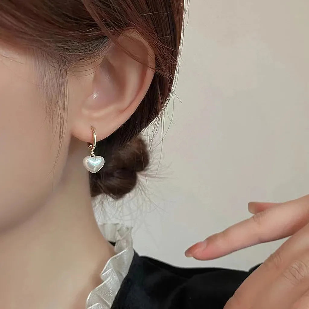 Classic Imitation Pearl Heart Earring-My Store-ReesJewels