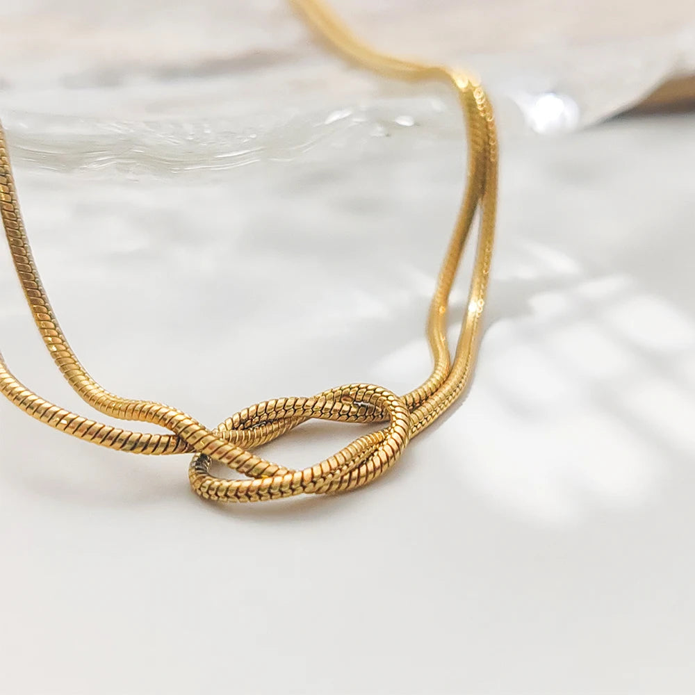Classic Minimalistic Chain Knotted Necklace-ReesJewels-ReesJewels