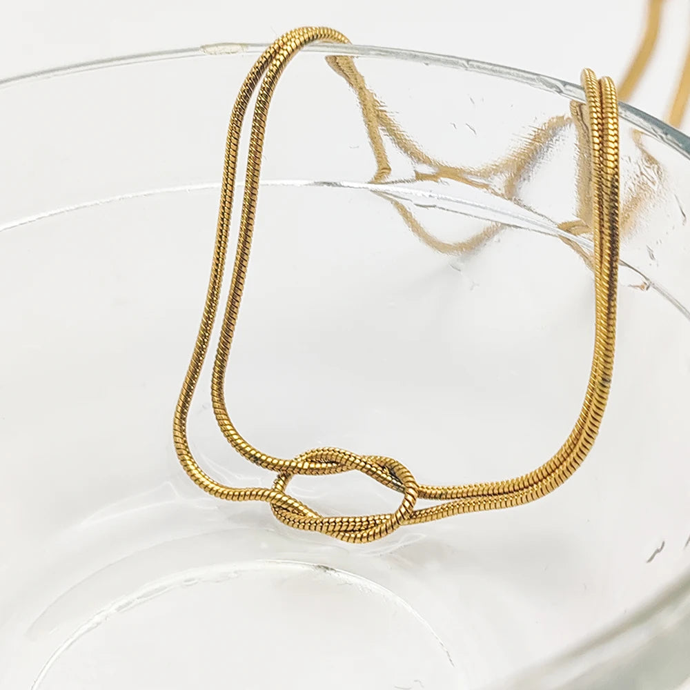 Classic Minimalistic Chain Knotted Necklace-ReesJewels-ReesJewels