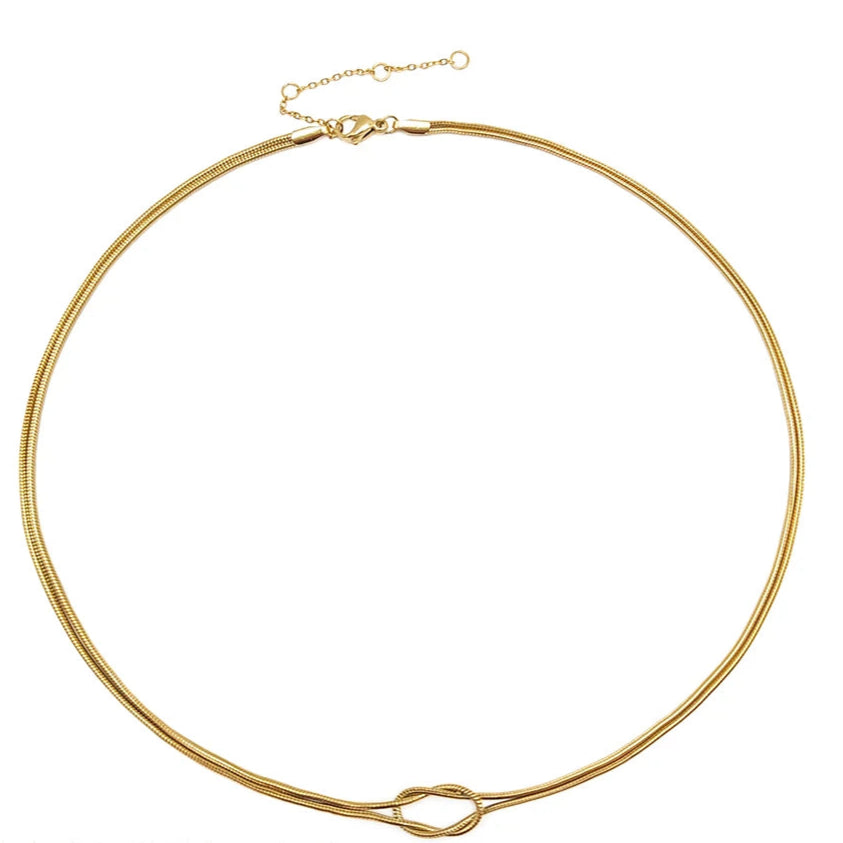 Classic Minimalistic Chain Knotted Necklace-ReesJewels-Gold-ReesJewels