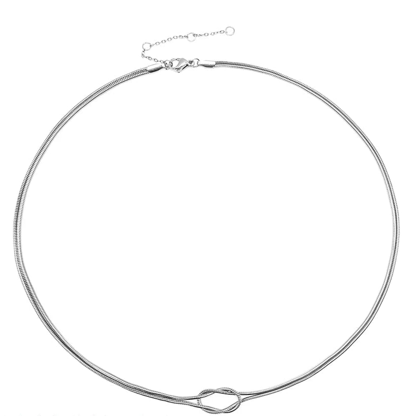 Classic Minimalistic Chain Knotted Necklace-ReesJewels-Silver-ReesJewels