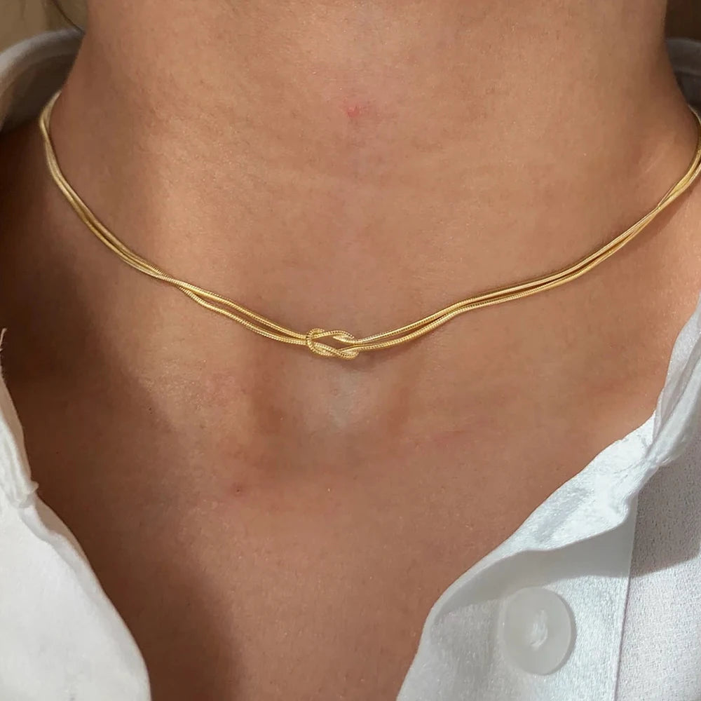 Classic Minimalistic Chain Knotted Necklace-ReesJewels-ReesJewels