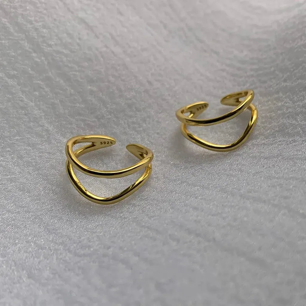 Classy Charm Double-Layer Curve Rings-ReesJewels-ReesJewels