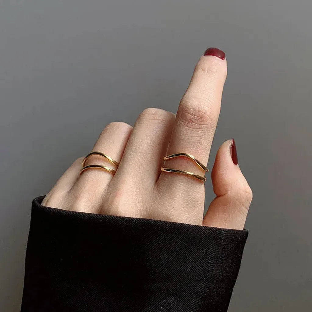 Classy Charm Double-Layer Curve Rings-ReesJewels-ReesJewels