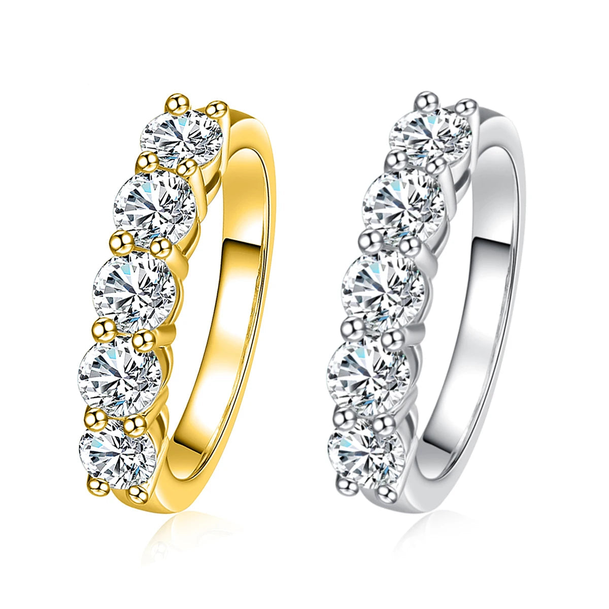 Classy Gold Plated Moissanite Diamond Band Ring-Rees Jewels-ReesJewels