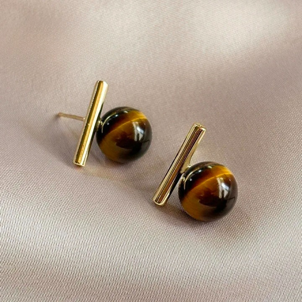 Classy Minimalist Imitation Pearl Pendant Earrings-ReesJewels-Brown-ReesJewels