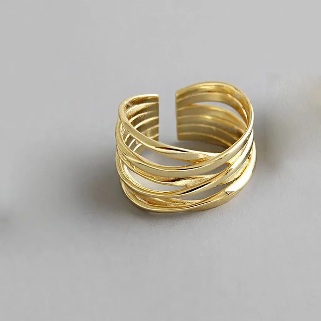 Creative Multilayer Winding Geometric Ring-ReesJewels-Gold-Resizable-ReesJewels