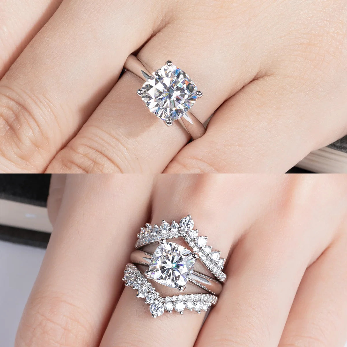 Cushion Cut Moissanite Diamond Solitaire Ring-Rees Jewels-ReesJewels
