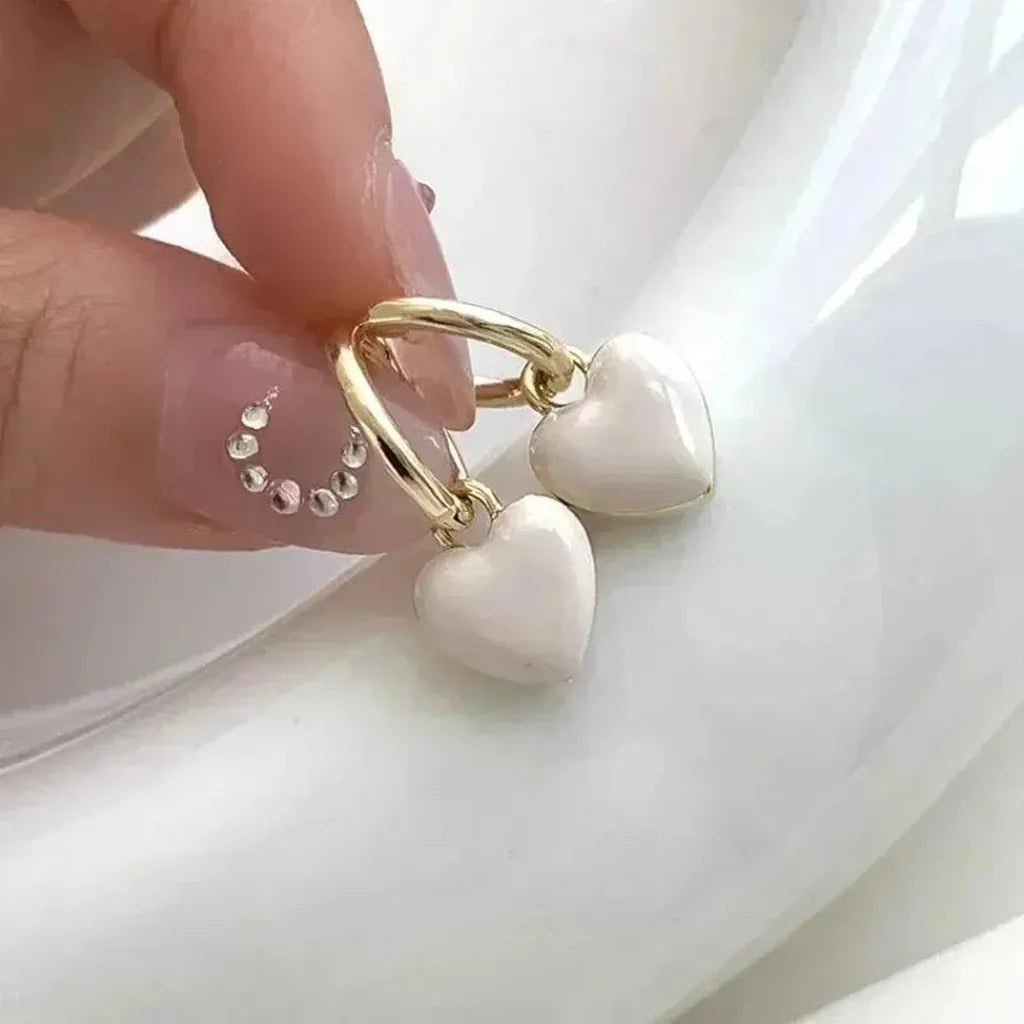 Cute Trendy Heart Detachable Drop Earrings-ReesJewels-White-ReesJewels