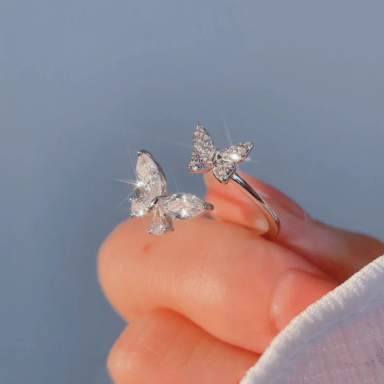 Dainty Sparkling Butterfly Zirconia Ring-ReesJewels-ReesJewels