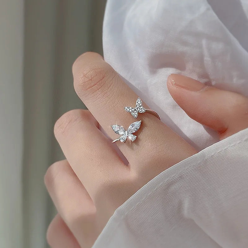 Dainty Sparkling Butterfly Zirconia Ring-ReesJewels-ReesJewels