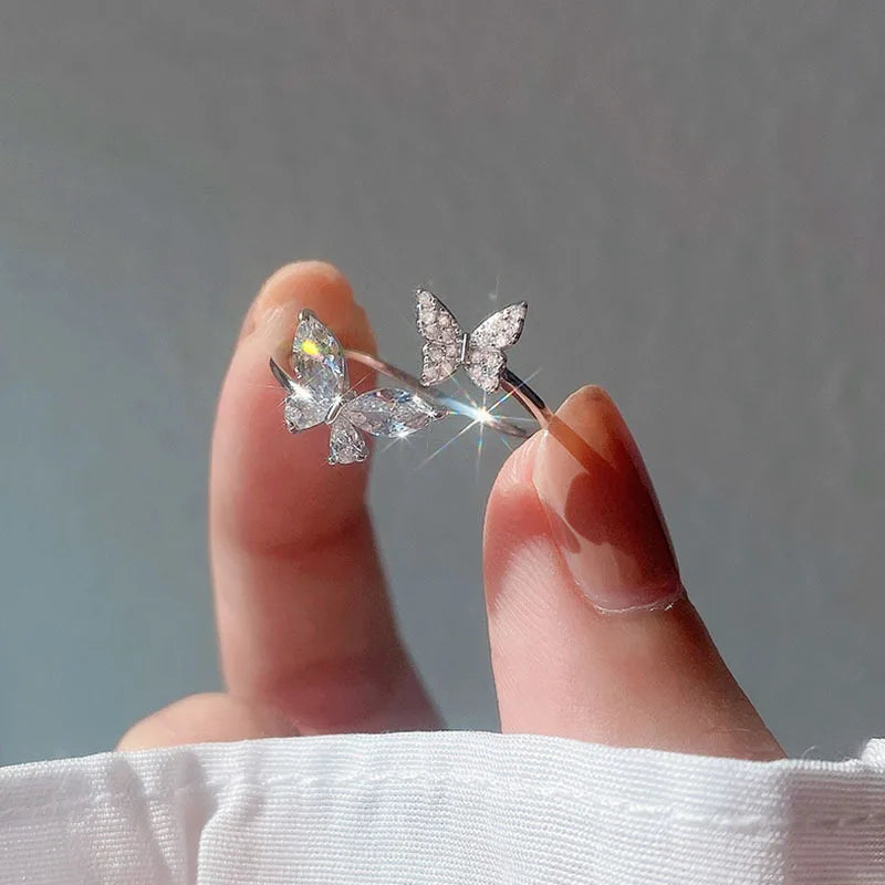 Dainty Sparkling Butterfly Zirconia Ring-ReesJewels-ReesJewels