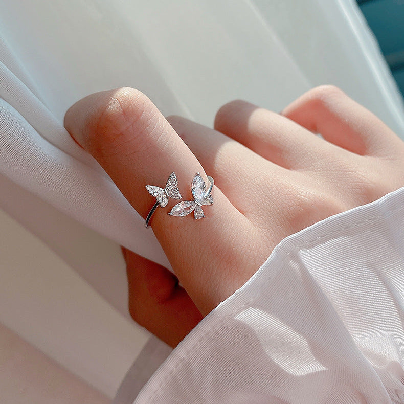 Dainty Sparkling Butterfly Zirconia Ring-ReesJewels-ReesJewels