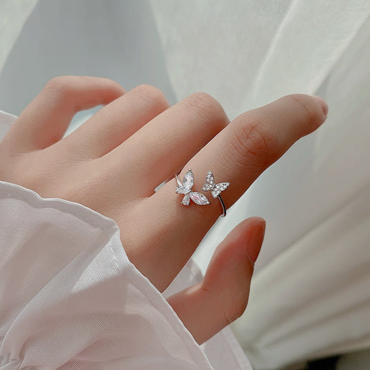 Dainty Sparkling Butterfly Zirconia Ring-ReesJewels-ReesJewels