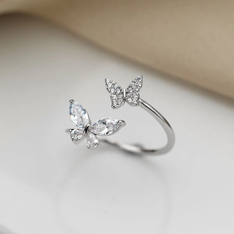 Dainty Sparkling Butterfly Zirconia Ring-ReesJewels-ReesJewels