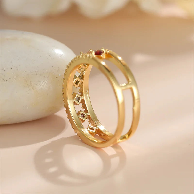 Dainty Zirconia Vintage Rainbow Crystal Ring-Rees Jewels-ReesJewels
