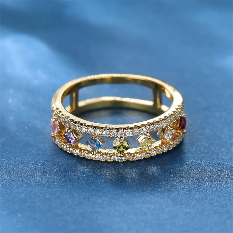 Dainty Zirconia Vintage Rainbow Crystal Ring-Rees Jewels-ReesJewels