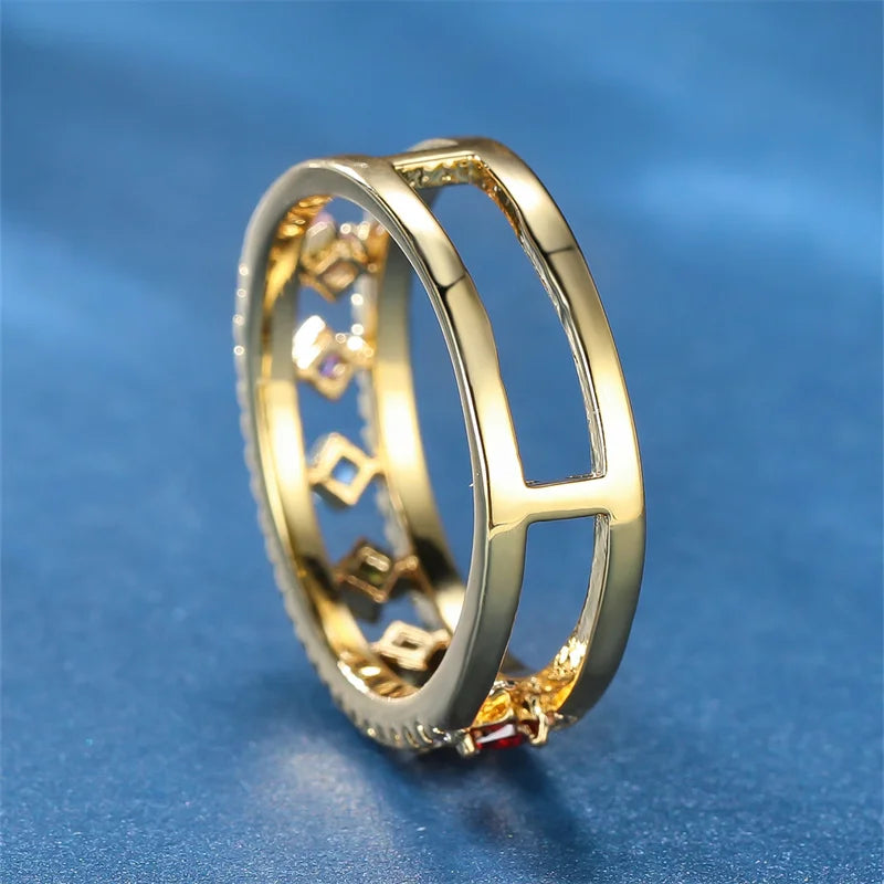 Dainty Zirconia Vintage Rainbow Crystal Ring-Rees Jewels-ReesJewels