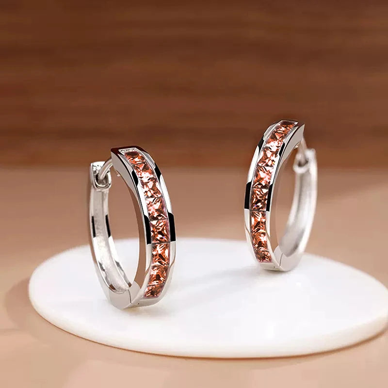 Dazzling Classic Design Crystal Hoop Earrings-Rees Jewels-Rust-ReesJewels