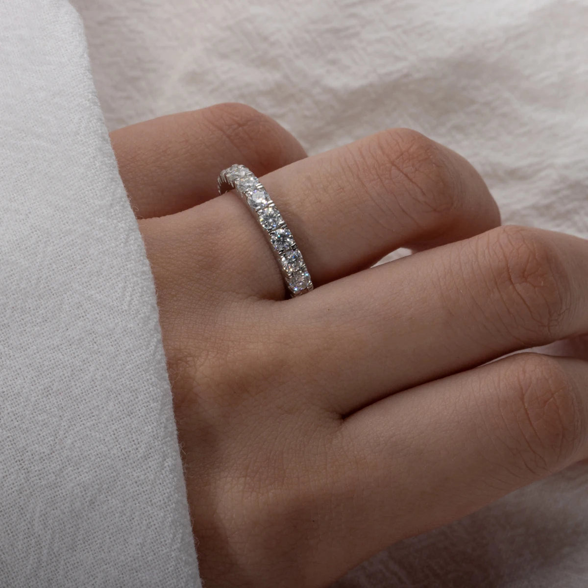 Dazzling Moissanite Diamond Eternity Band Ring-Rees Jewels-ReesJewels