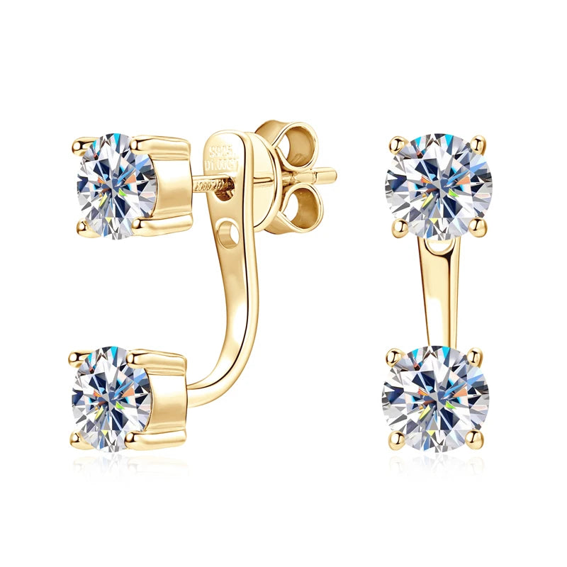 Dazzling Moissanite Diamond Stud Earrings-Rees Jewels-Yellow Gold-D-color-ReesJewels