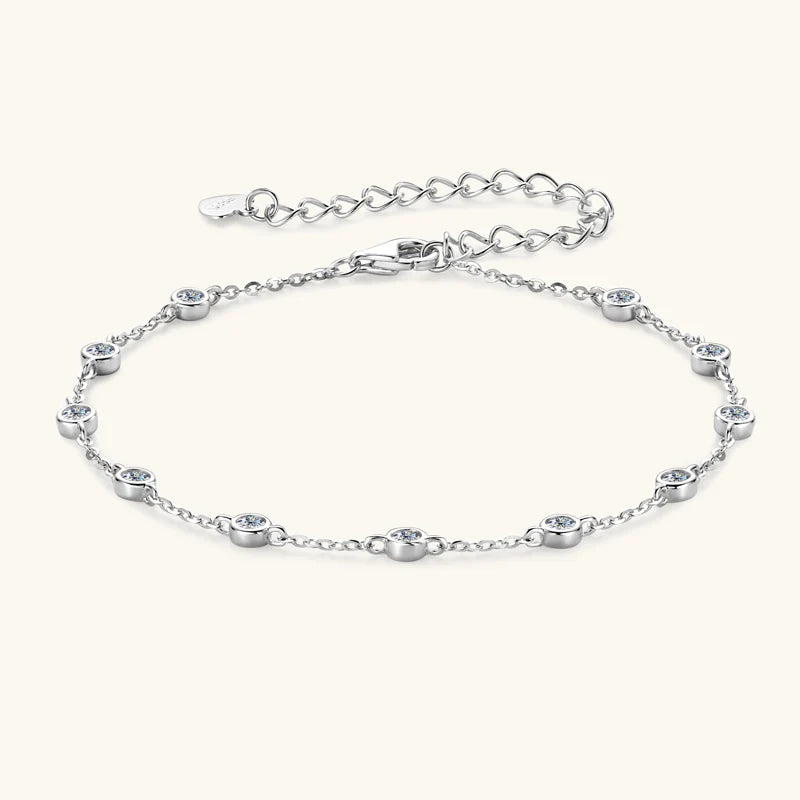 Delicate Bezel Moissanite Diamond Cuff Bracelet-Rees Jewels-ReesJewels