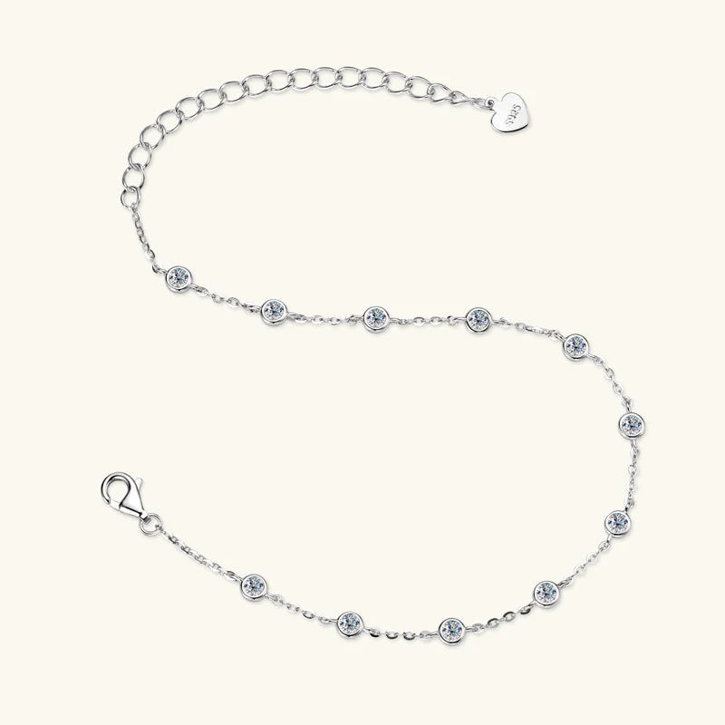 Delicate Bezel Moissanite Diamond Cuff Bracelet-Rees Jewels-ReesJewels