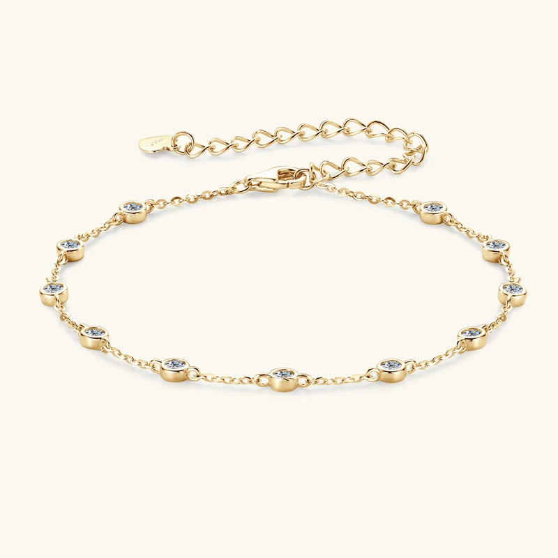 Delicate Bezel Moissanite Diamond Cuff Bracelet-Rees Jewels-ReesJewels
