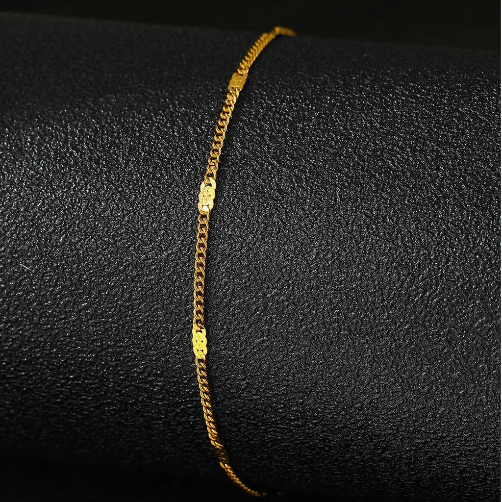 Delicate Minimalistic Sequin Chain Anklet-ReesJewels-ReesJewels
