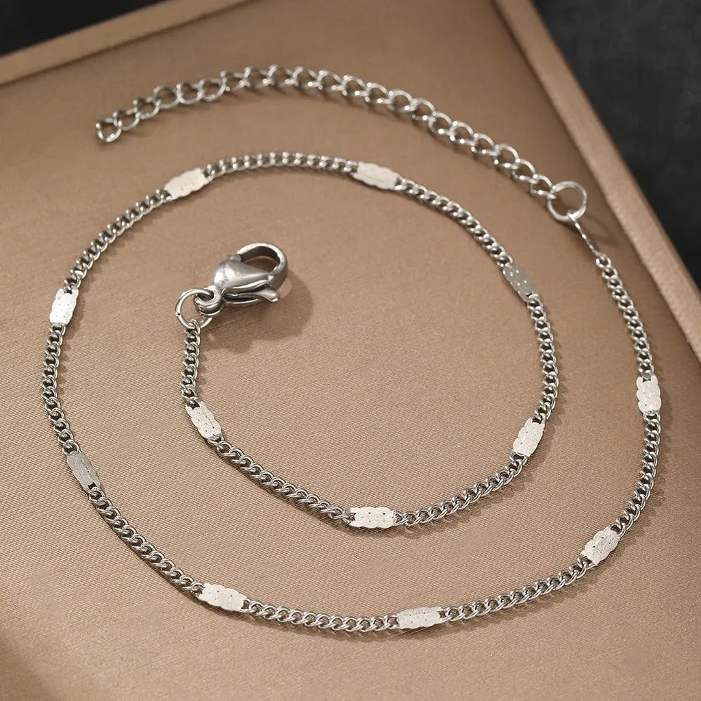 Delicate Minimalistic Sequin Chain Anklet-ReesJewels-ReesJewels