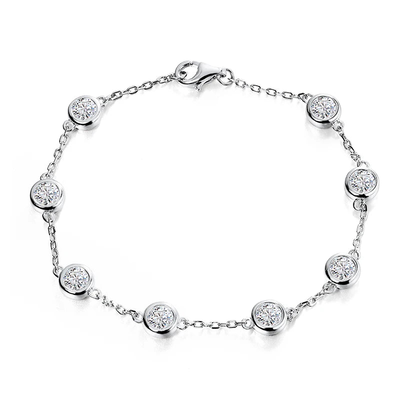 Delicate Moissanite Diamond Bracelet-Rees Jewels-White Gold-16cm-ReesJewels