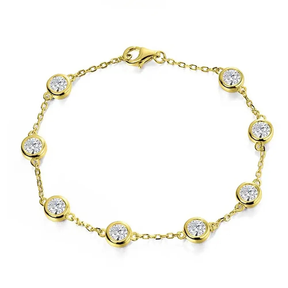 Delicate Moissanite Diamond Bracelet-Rees Jewels-Yellow Gold-16cm-ReesJewels