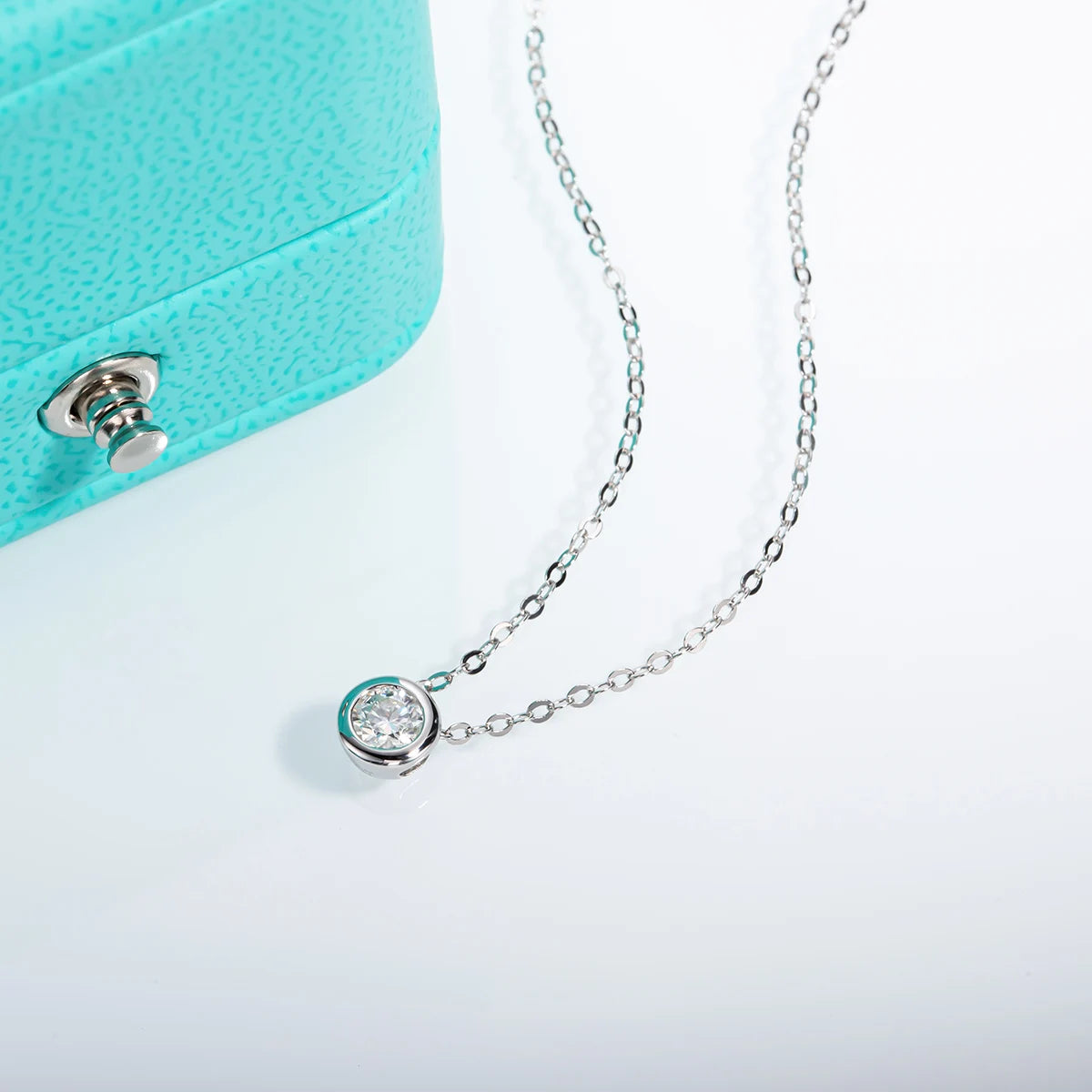Delicate Moissanite Diamond Pendant Necklace-Rees Jewels-ReesJewels