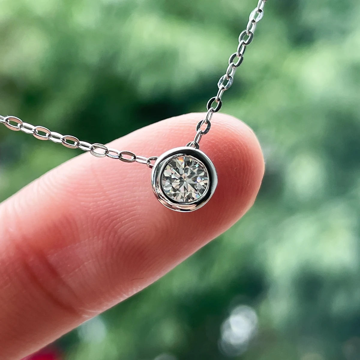 Delicate Moissanite Diamond Pendant Necklace-Rees Jewels-ReesJewels