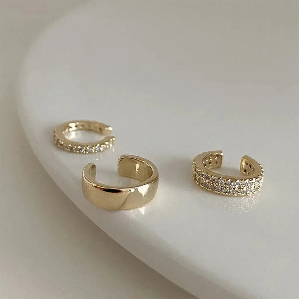 Delicate Zirconia Clip Earring Set-ReesJewels-Gold-ReesJewels