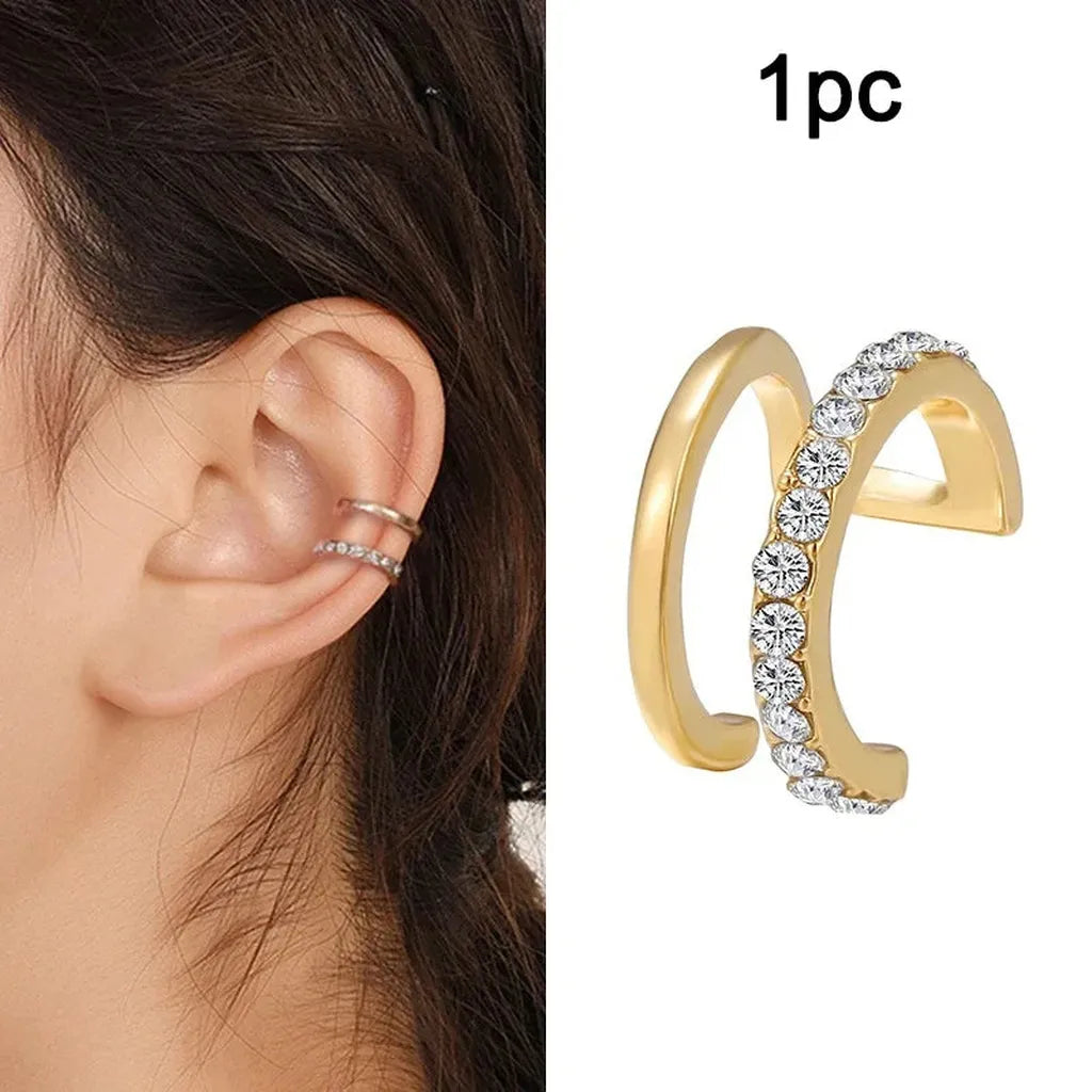 Delicate Zirconia Cute Clip Earring-ReesJewels-Gold-ReesJewels