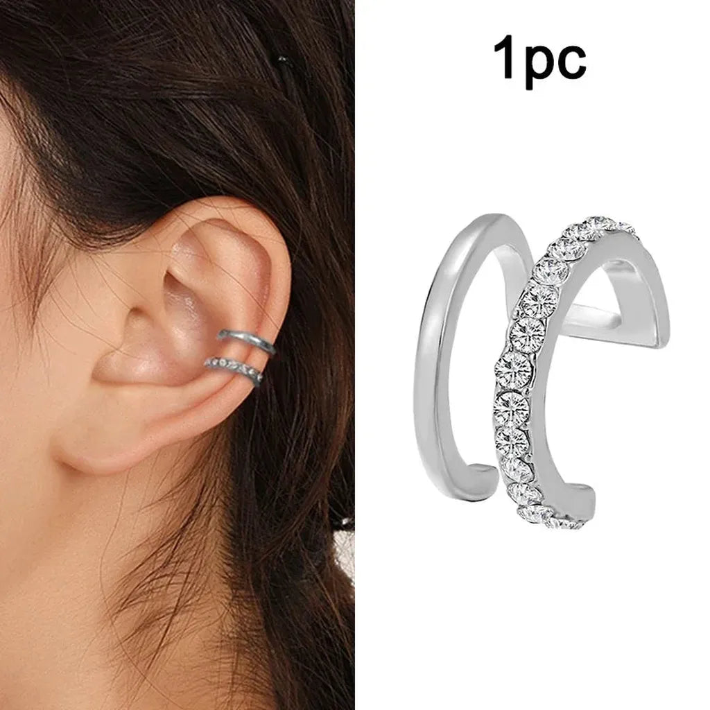 Delicate Zirconia Cute Clip Earring-ReesJewels-Silver-ReesJewels