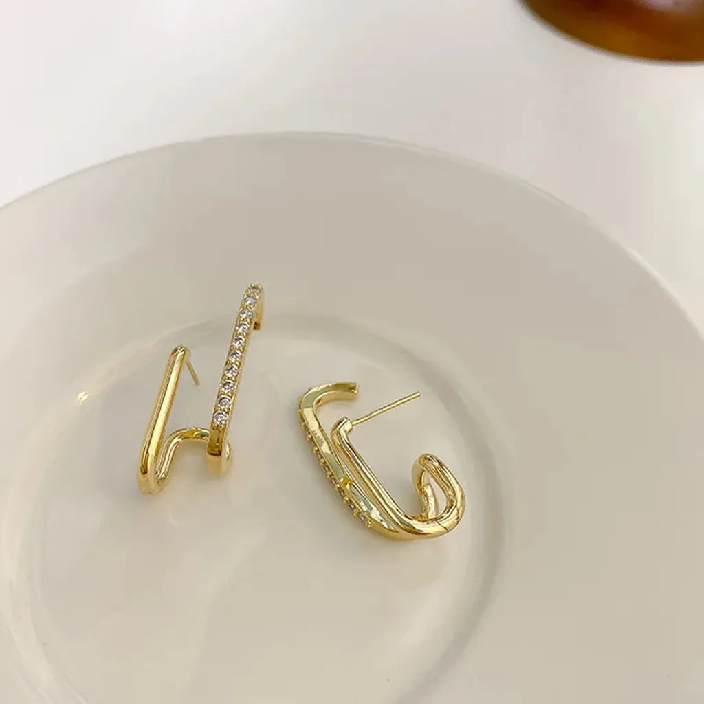 Designer Irregular U-Shaped Earrings-ReesJewels-ReesJewels