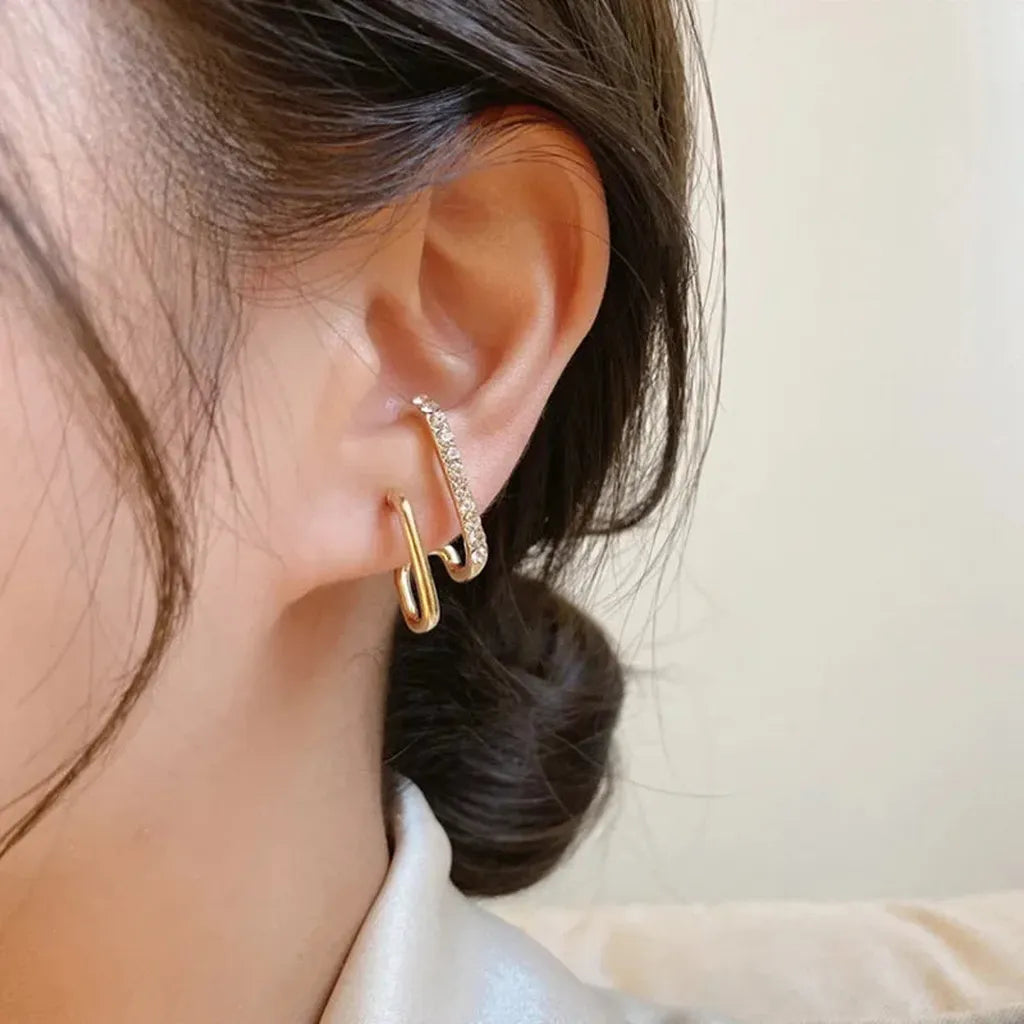Designer Irregular U-Shaped Earrings-ReesJewels-ReesJewels