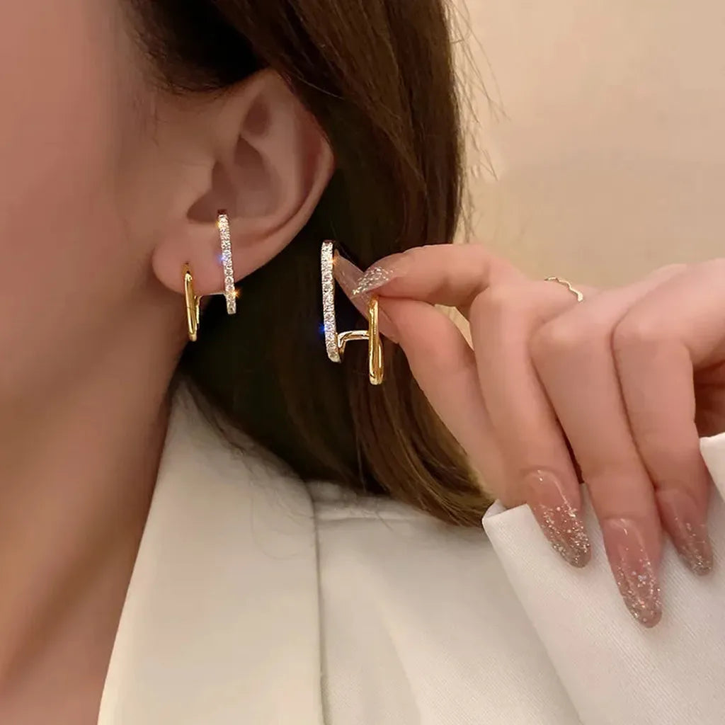 Designer Irregular U-Shaped Earrings-ReesJewels-ReesJewels