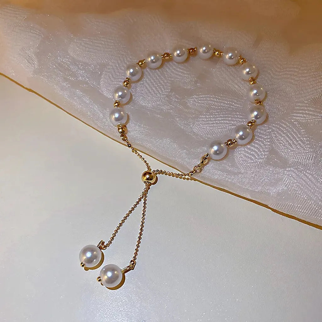 Elegant Baroque Imitation Pearl Charm Bracelet-ReesJewels-ReesJewels